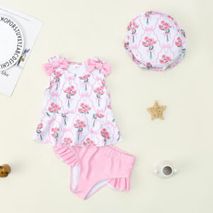Girls' sleeveless swimsuit set