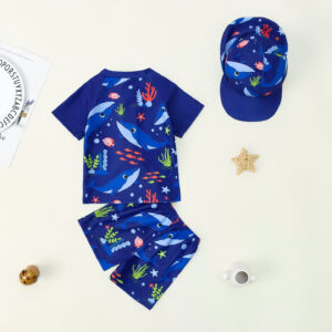 Children's short-sleeved and short-pants swimsuit set